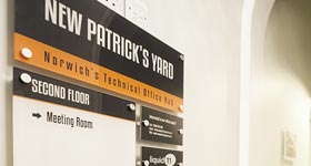 New Patrick's Yard floor signs